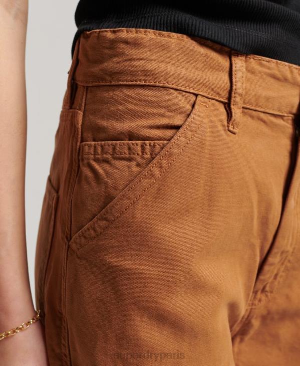 Superdry femmes pantalon charpentier large vintage en coton bio D64Z2561 vêtements brun