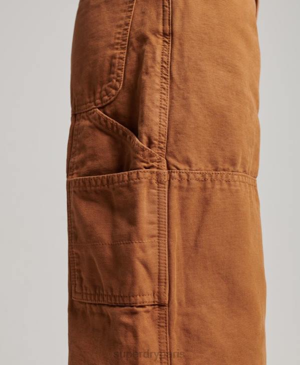 Superdry femmes pantalon charpentier large vintage en coton bio D64Z2561 vêtements brun