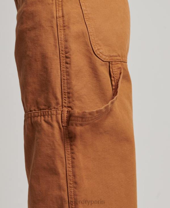 Superdry femmes pantalon charpentier large vintage en coton bio D64Z2561 vêtements brun