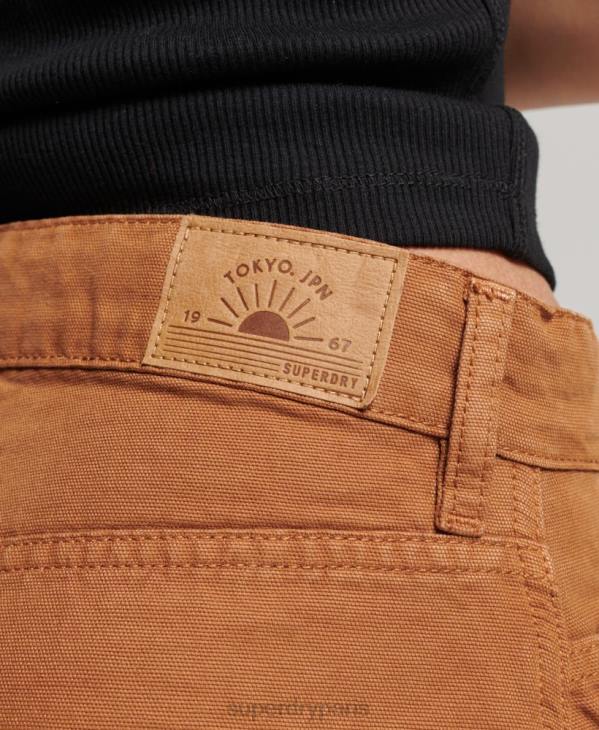 Superdry femmes pantalon charpentier large vintage en coton bio D64Z2561 vêtements brun