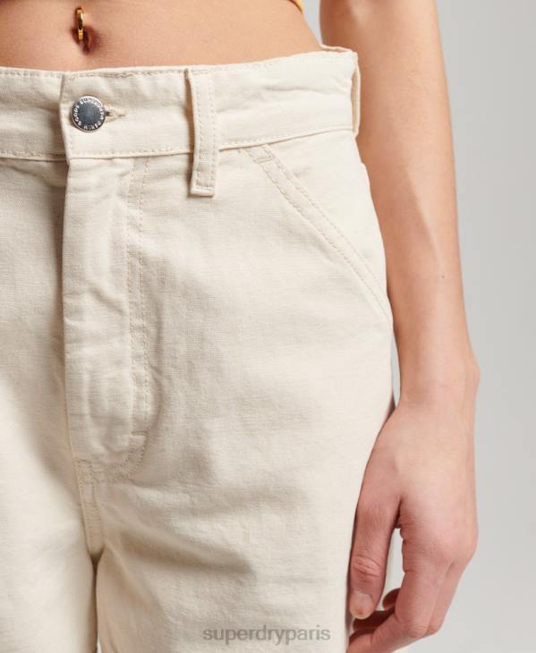Superdry femmes pantalon charpentier large vintage en coton bio D64Z2573 vêtements crème