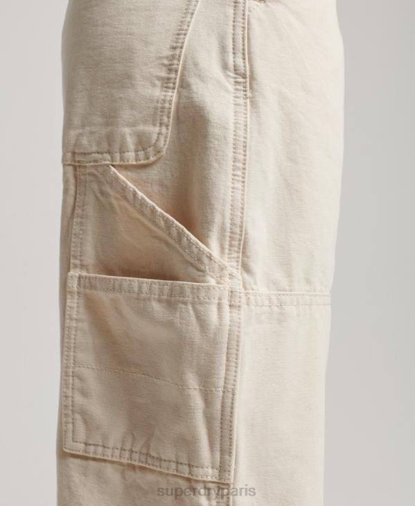 Superdry femmes pantalon charpentier large vintage en coton bio D64Z2573 vêtements crème