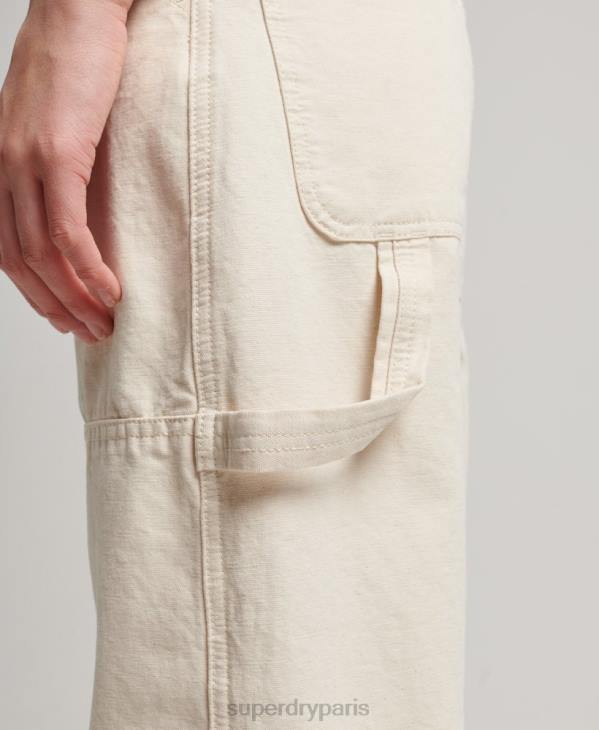 Superdry femmes pantalon charpentier large vintage en coton bio D64Z2573 vêtements crème