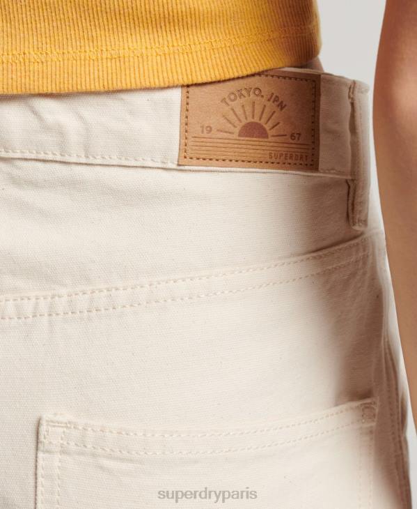 Superdry femmes pantalon charpentier large vintage en coton bio D64Z2573 vêtements crème