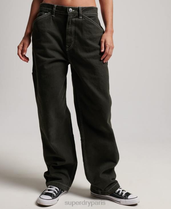 Superdry femmes pantalon de charpentier contrastant D64Z2558 vêtements vert