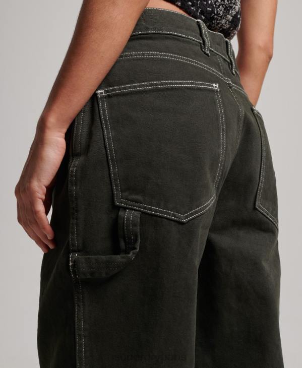 Superdry femmes pantalon de charpentier contrastant D64Z2558 vêtements vert
