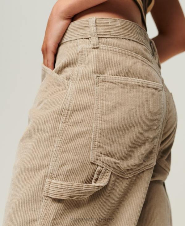 Superdry femmes pantalon de charpentier en velours côtelé D64Z2565 vêtements brun