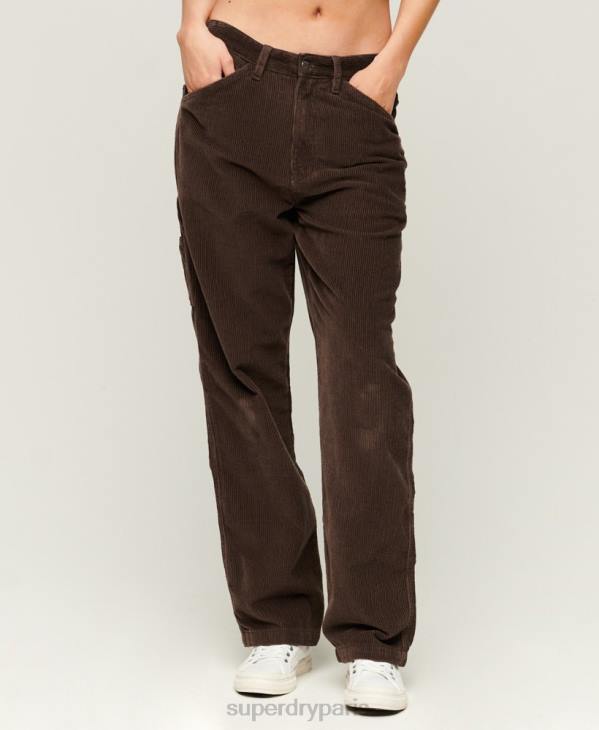 Superdry femmes pantalon de charpentier en velours côtelé D64Z2568 vêtements brun