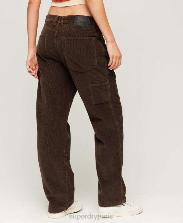 Superdry femmes pantalon de charpentier en velours côtelé D64Z2568 vêtements brun