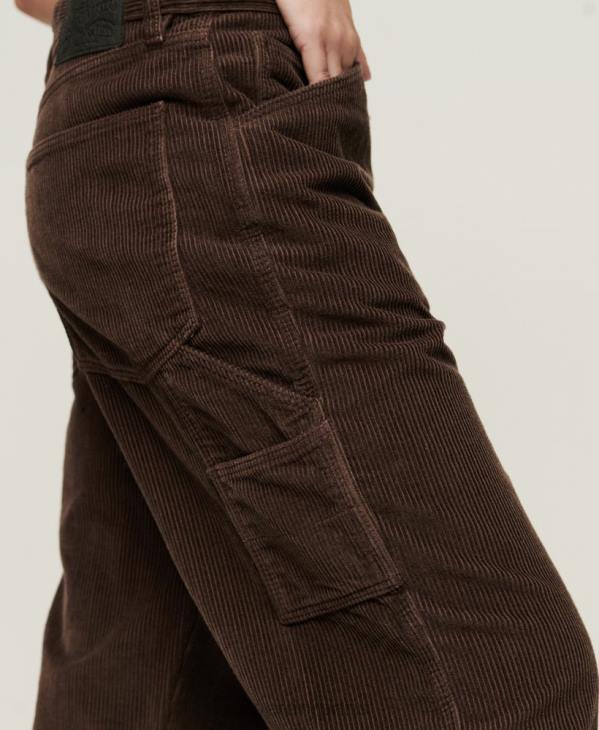 Superdry femmes pantalon de charpentier en velours côtelé D64Z2568 vêtements brun