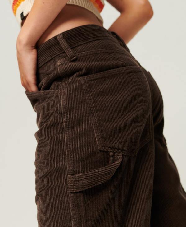 Superdry femmes pantalon de charpentier en velours côtelé D64Z2568 vêtements brun