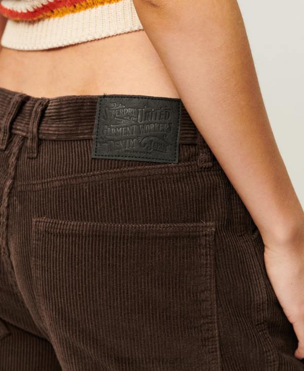 Superdry femmes pantalon de charpentier en velours côtelé D64Z2568 vêtements brun