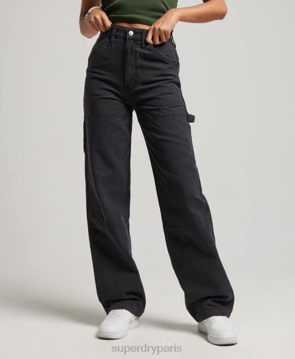 Superdry femmes pantalon de charpentier à jambe large D64Z2559 vêtements noir