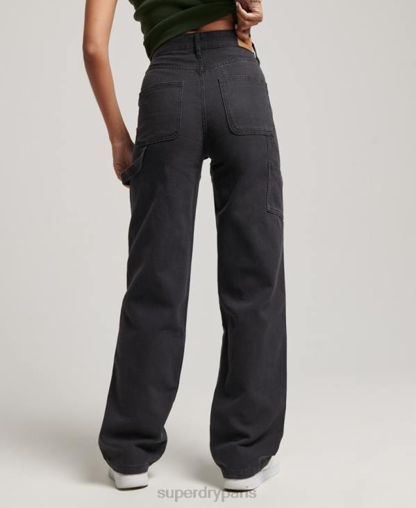 Superdry femmes pantalon de charpentier à jambe large D64Z2559 vêtements noir