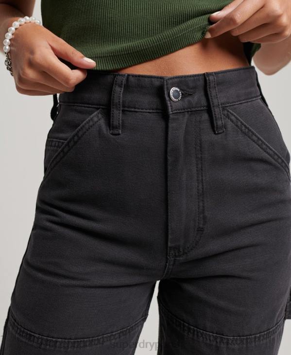 Superdry femmes pantalon de charpentier à jambe large D64Z2559 vêtements noir