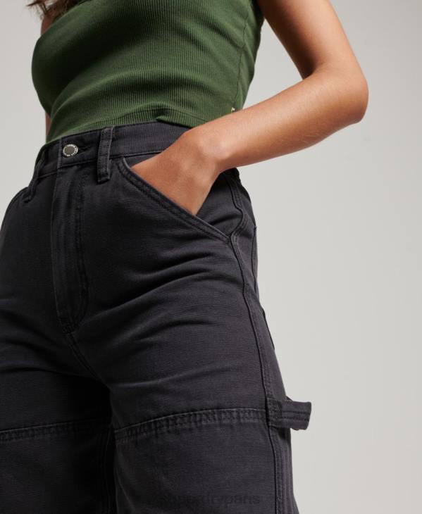 Superdry femmes pantalon de charpentier à jambe large D64Z2559 vêtements noir