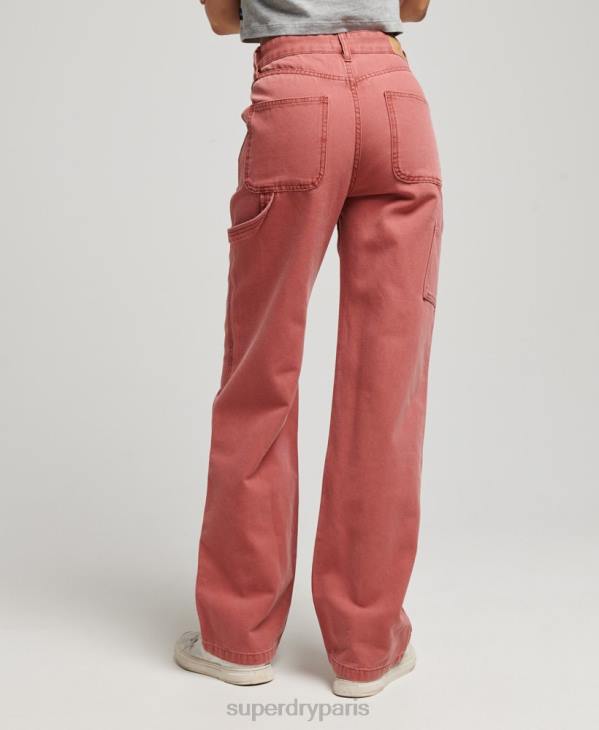 Superdry femmes pantalon de charpentier à jambe large D64Z2575 vêtements rouge