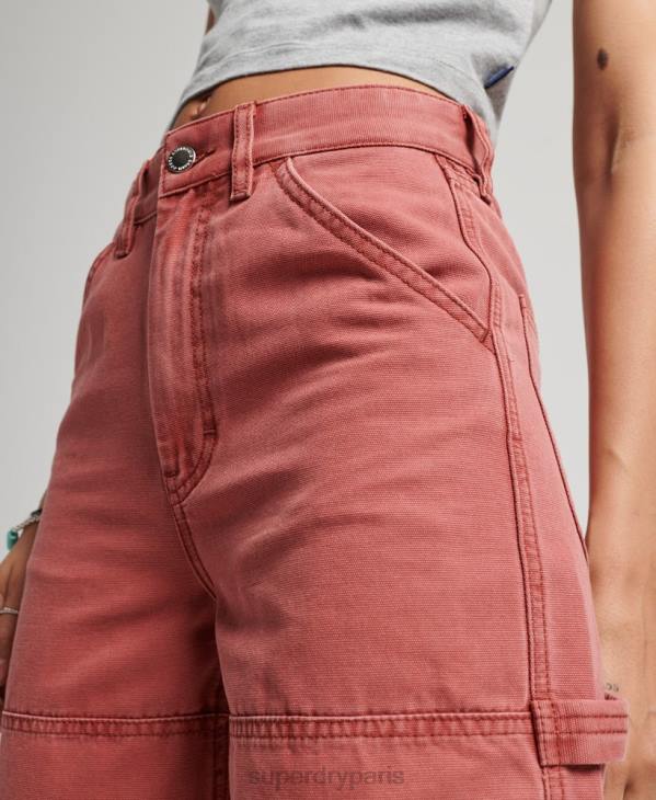 Superdry femmes pantalon de charpentier à jambe large D64Z2575 vêtements rouge