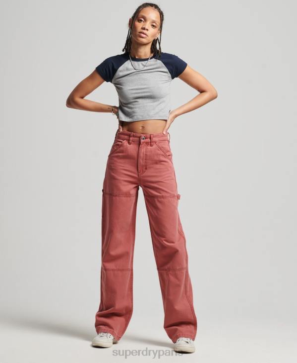 Superdry femmes pantalon de charpentier à jambe large D64Z2575 vêtements rouge