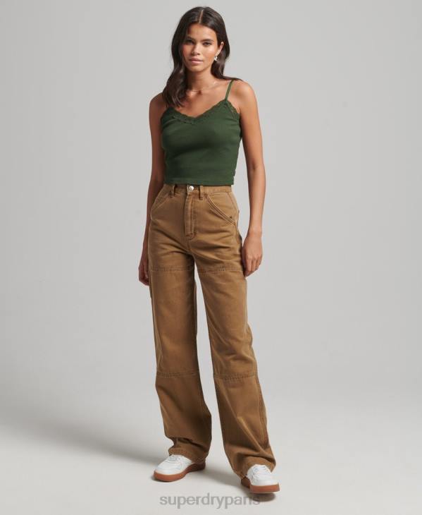 Superdry femmes pantalon de charpentier à jambe large D64Z2578 vêtements brun