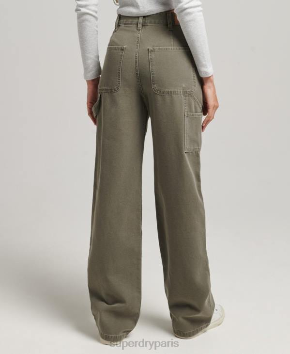 Superdry femmes pantalon de charpentier à jambe large D64Z2583 vêtements kaki