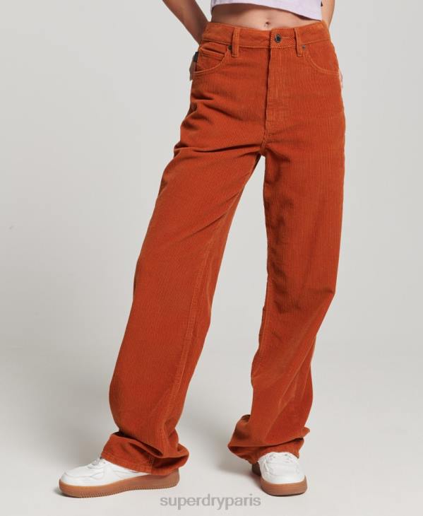 Superdry femmes pantalon large vintage en velours côtelé D64Z2570 vêtements brun