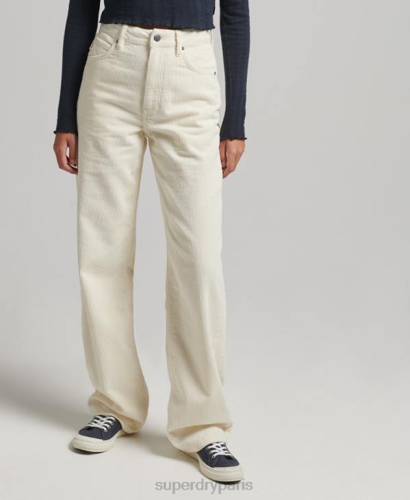 Superdry femmes pantalon large vintage en velours côtelé D64Z2587 vêtements crème