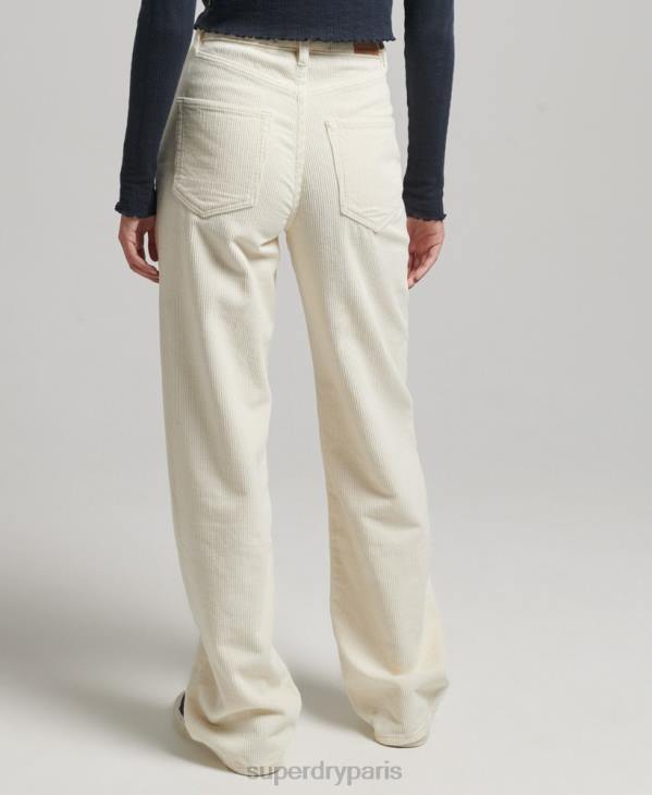 Superdry femmes pantalon large vintage en velours côtelé D64Z2587 vêtements crème