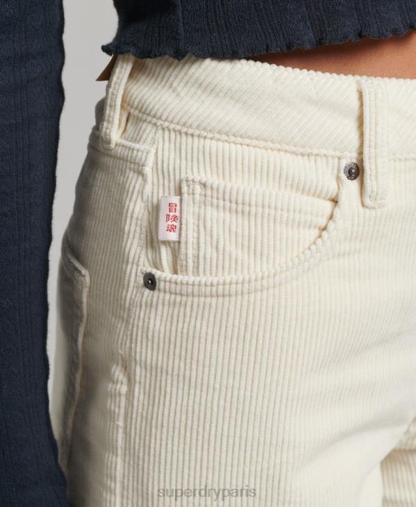 Superdry femmes pantalon large vintage en velours côtelé D64Z2587 vêtements crème