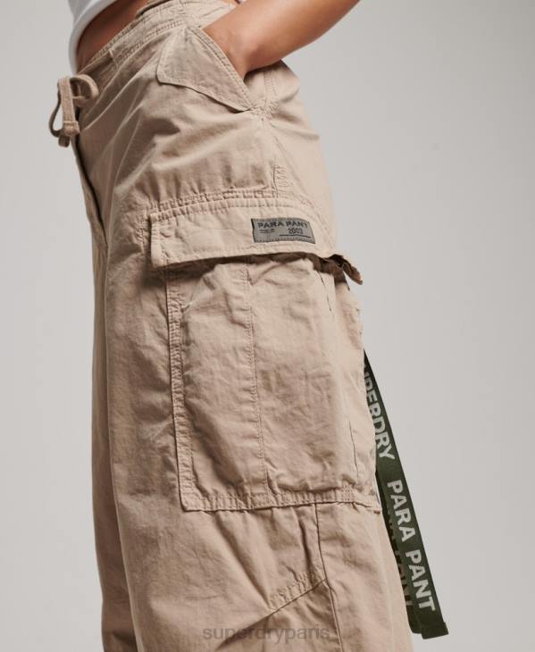 Superdry femmes pantalon parachute baggy D64Z1961 vêtements brun