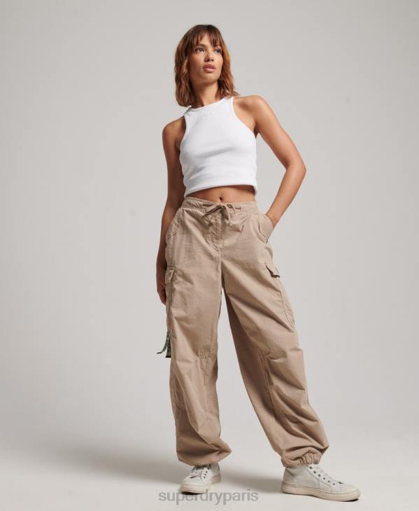 Superdry femmes pantalon parachute baggy D64Z1961 vêtements brun