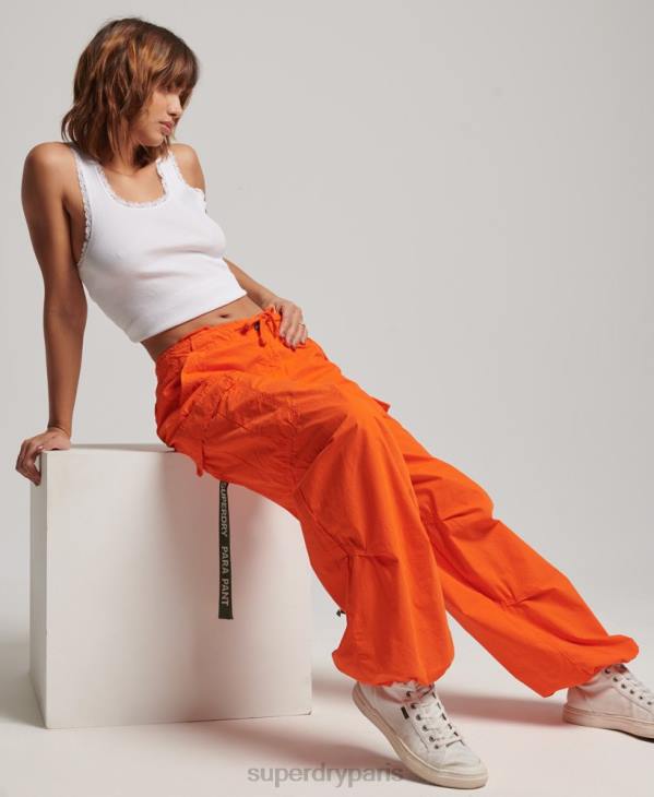 Superdry femmes pantalon parachute baggy D64Z1973 vêtements orange