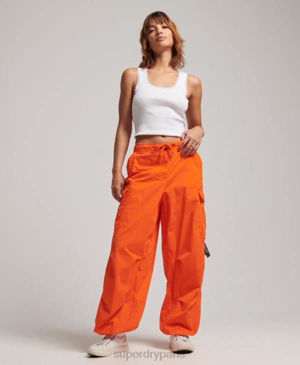 Superdry femmes pantalon parachute baggy D64Z1973 vêtements orange