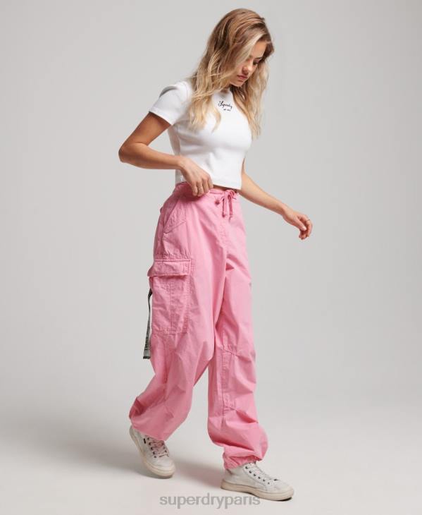Superdry femmes pantalon parachute baggy D64Z1989 vêtements rose