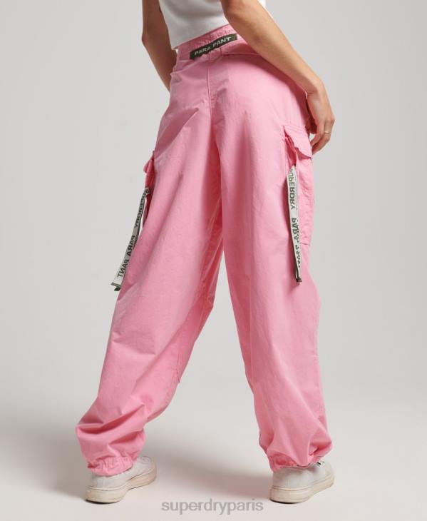 Superdry femmes pantalon parachute baggy D64Z1989 vêtements rose