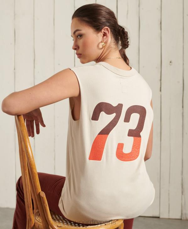 Superdry femmes débardeur à bande bohème D64Z3079 vêtements crème