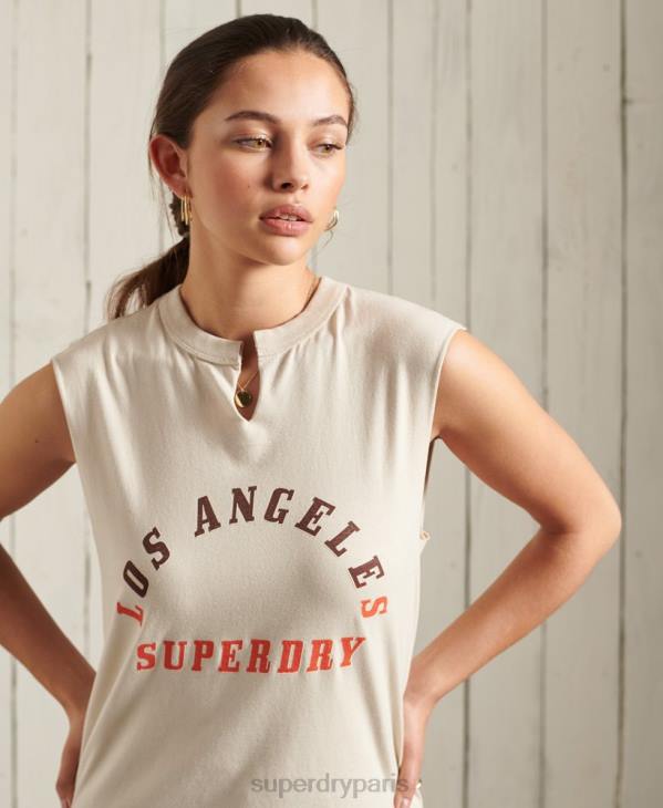 Superdry femmes débardeur à bande bohème D64Z3079 vêtements crème