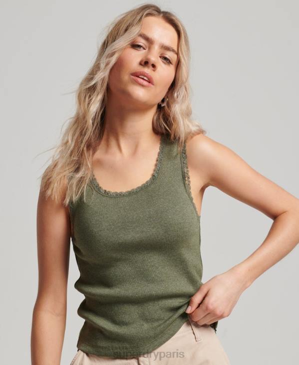 Superdry femmes débardeur bordé de dentelle D64Z1954 vêtements vert