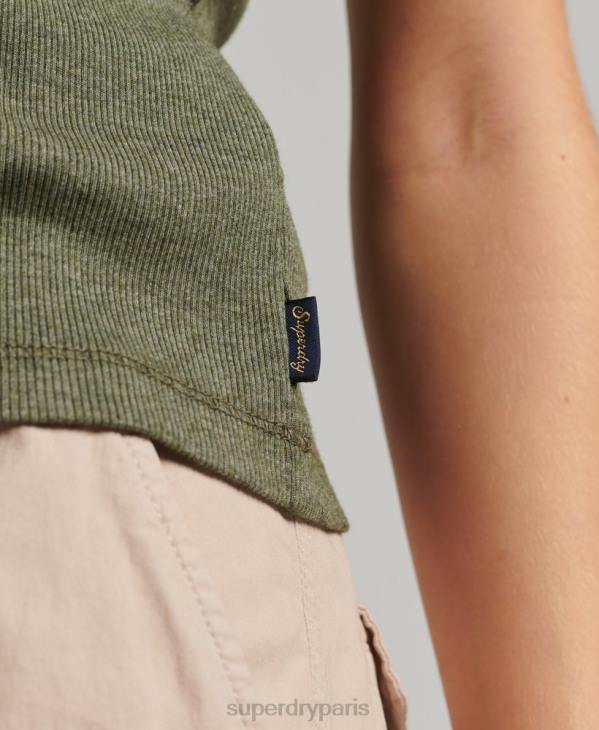 Superdry femmes débardeur bordé de dentelle D64Z1954 vêtements vert