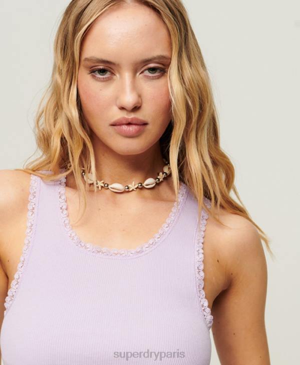 Superdry femmes débardeur bordé de dentelle D64Z2014 vêtements violet