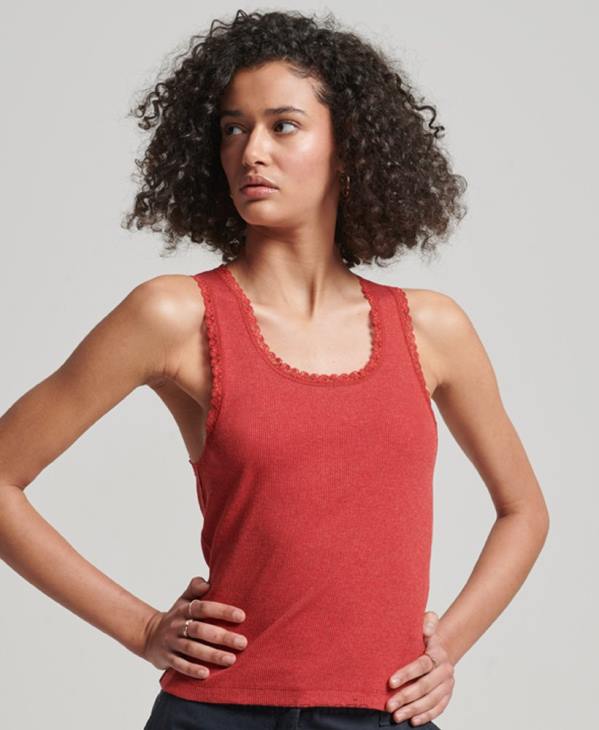Superdry femmes débardeur bordé de dentelle D64Z2328 vêtements rouge