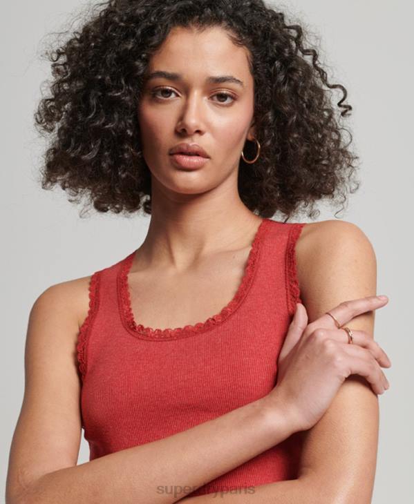 Superdry femmes débardeur bordé de dentelle D64Z2328 vêtements rouge