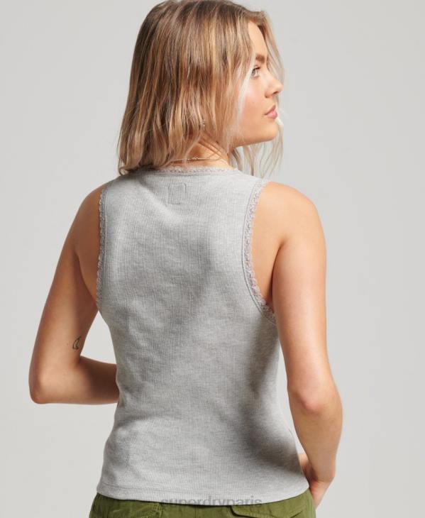 Superdry femmes débardeur bordé de dentelle D64Z2330 vêtements gris