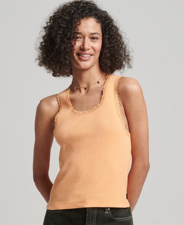 Superdry femmes débardeur bordé de dentelle D64Z2331 vêtements orange