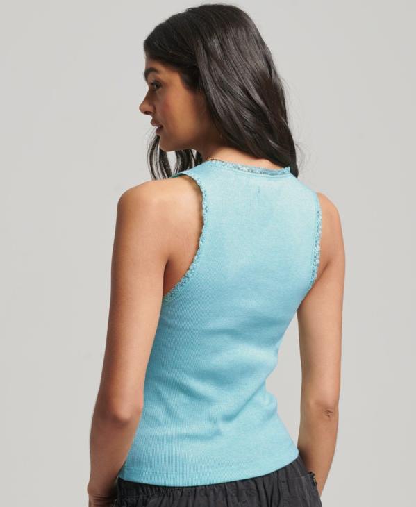Superdry femmes débardeur bordé de dentelle D64Z2336 vêtements vert