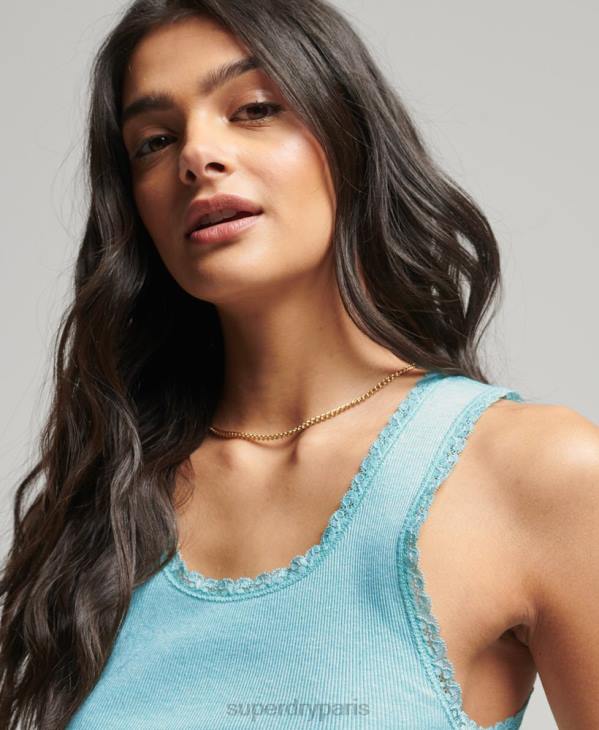 Superdry femmes débardeur bordé de dentelle D64Z2336 vêtements vert