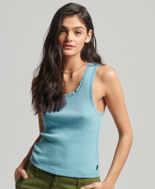 Superdry femmes débardeur bordé de dentelle D64Z2339 vêtements bleu