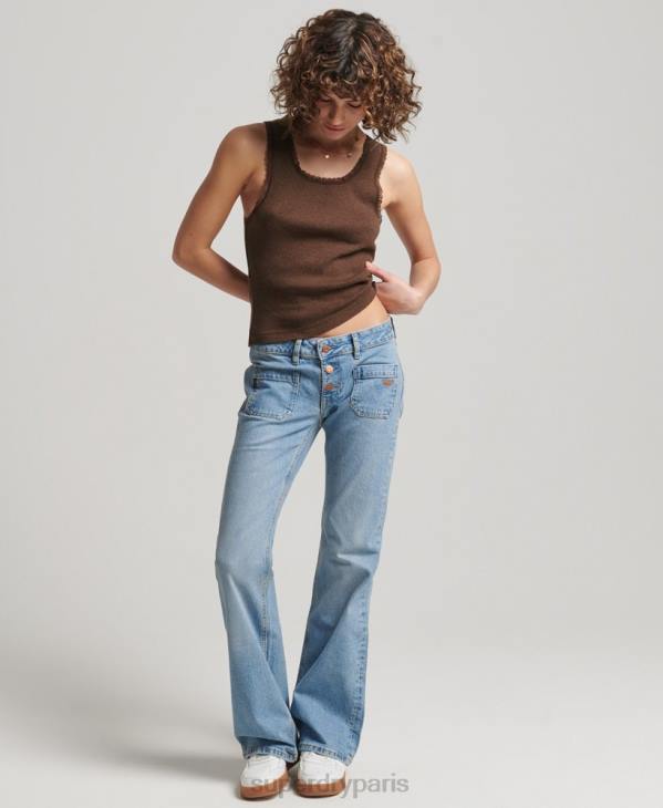 Superdry femmes débardeur bordé de dentelle D64Z2345 vêtements brun