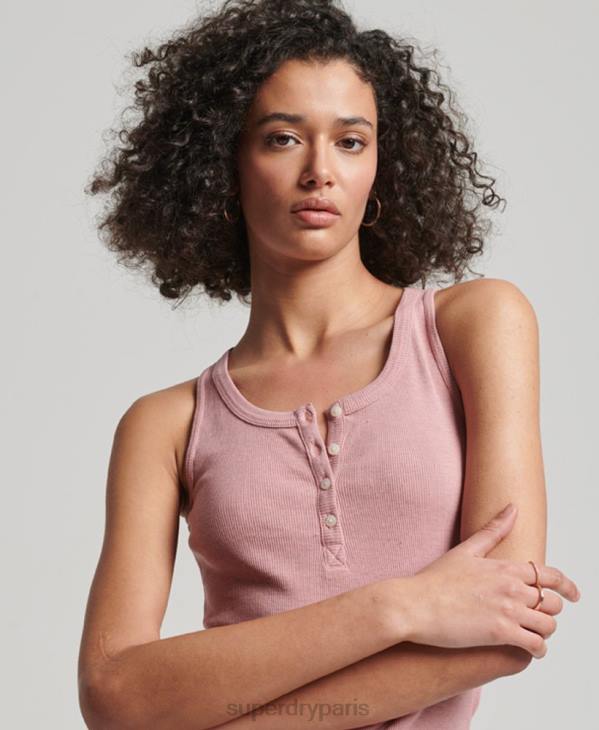 Superdry femmes débardeur boutonné D64Z2890 vêtements rose