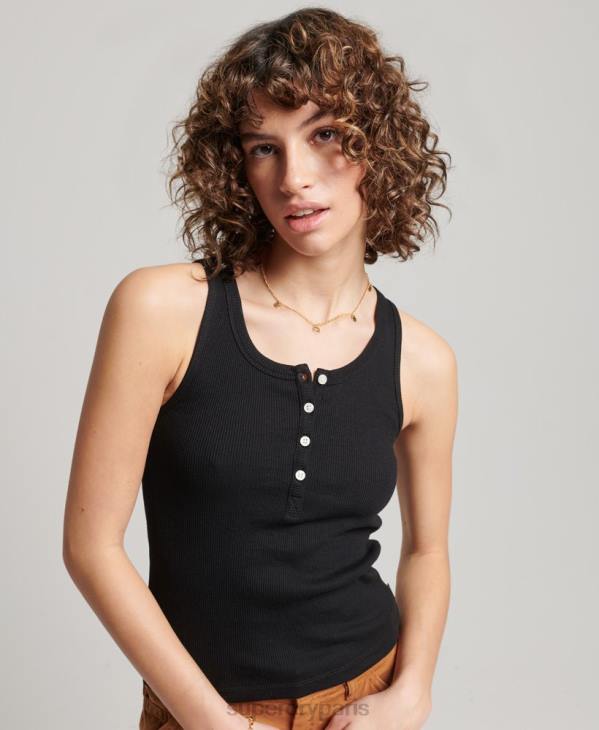 Superdry femmes débardeur boutonné D64Z2919 vêtements noir